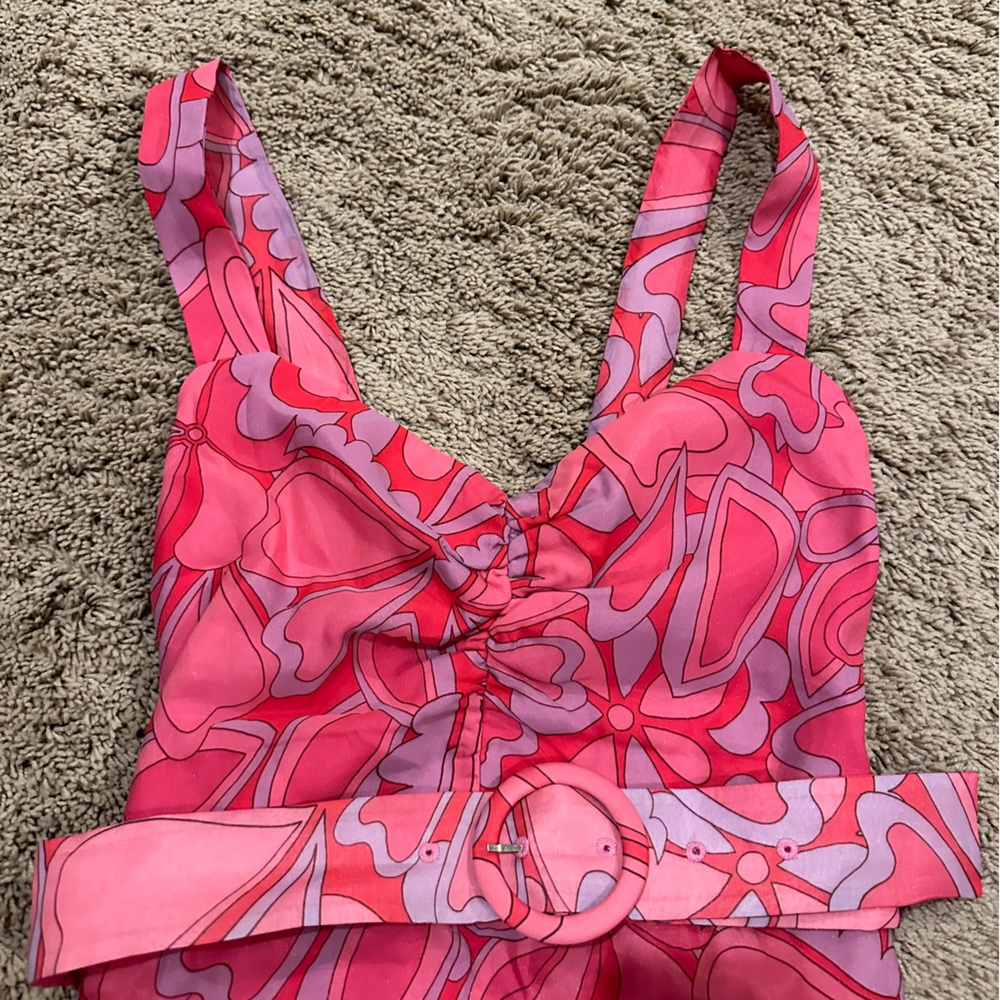 Show me your Mumu Pink Red Hearts heart print pink red purple dress - Picture 3 of 5